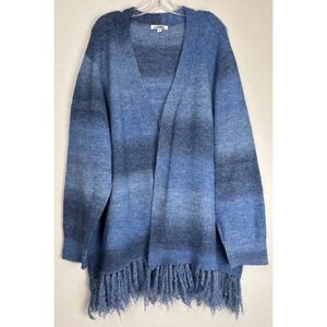 Back In The‎ Saddle Ombre Fringe Cardigan Wool Blend Blue Southwestern 2X 2017